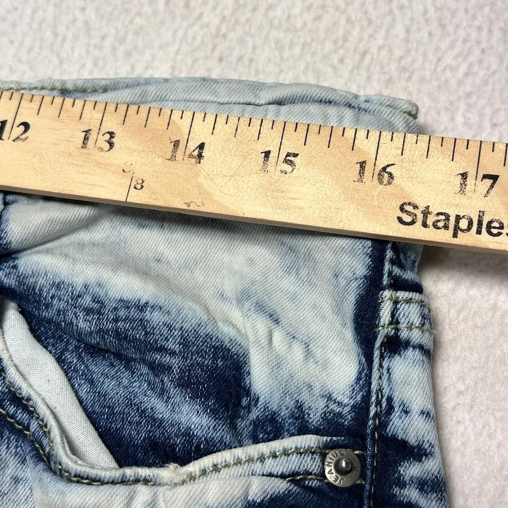 Jeanius Akademiks Jeans Mens 32 Light Blue Acid Wash Distressed Streetwear Denim